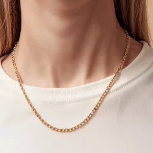 Paperclip Chain Necklace, Solid 14K Gold Fill Ladies Rectangle 3