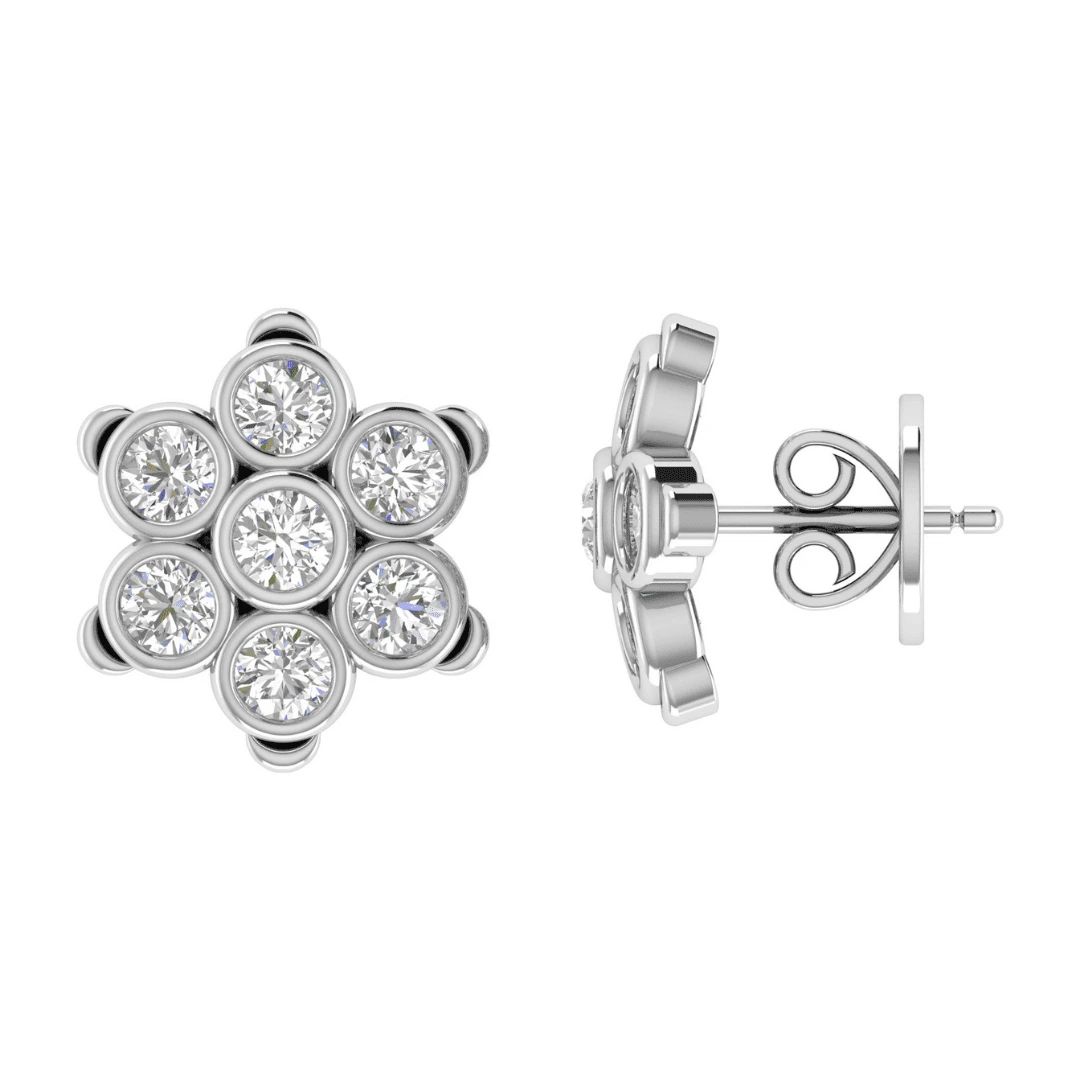 Orlienne Radiant Cluster Diamond Earrings - Image 5