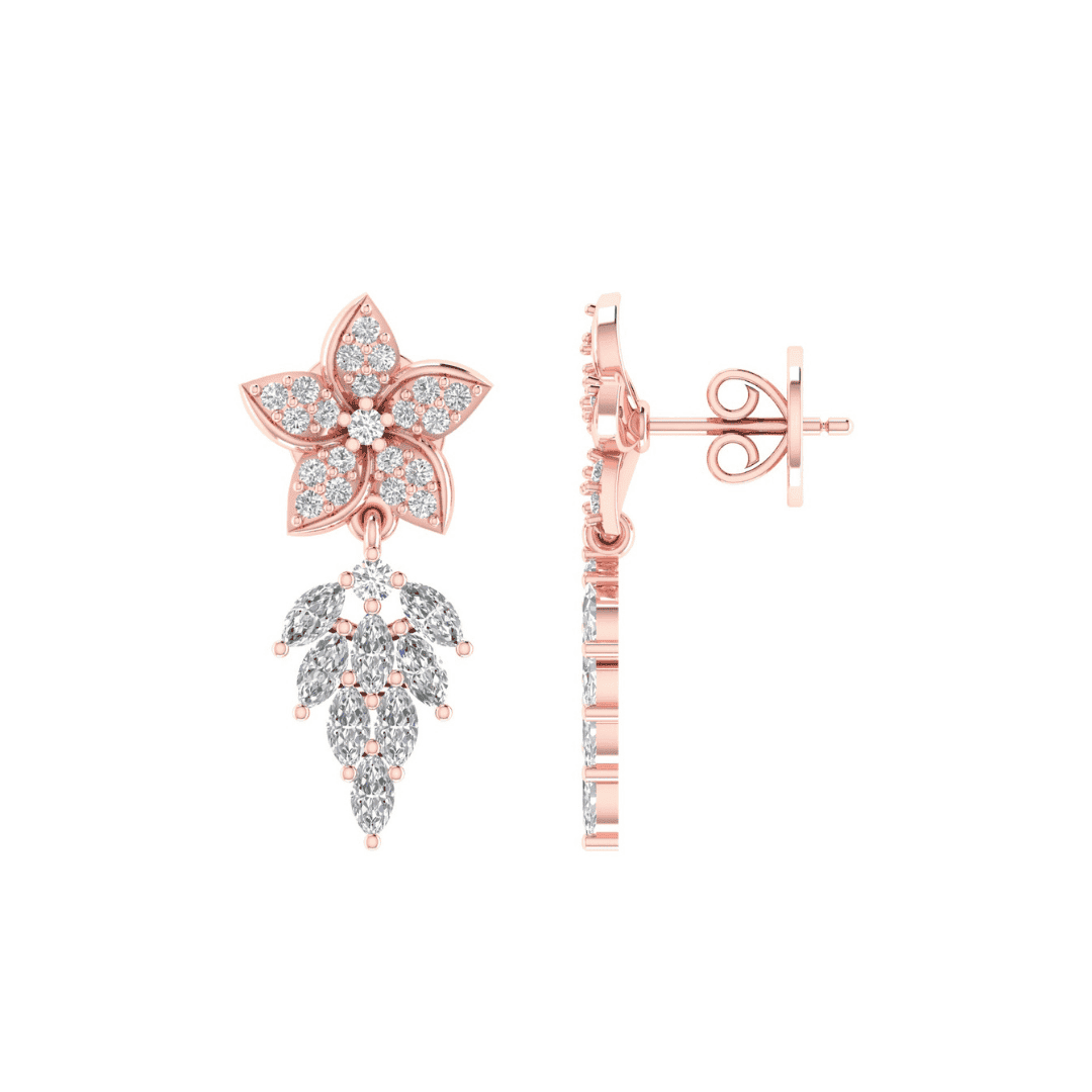 Marivelle Petal Cascade Diamond Earrings - Image 7