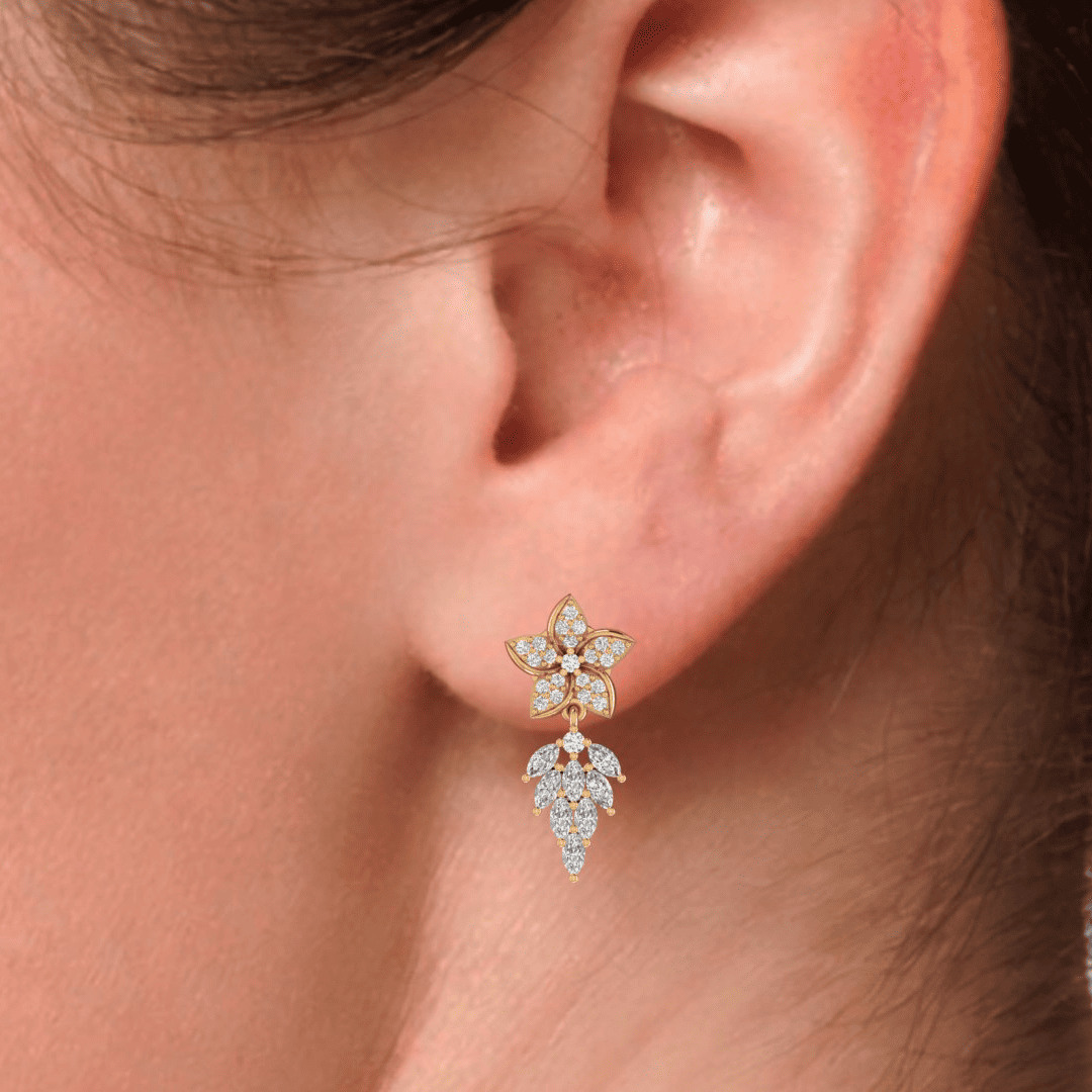 Marivelle Petal Cascade Diamond Earrings - Image 8