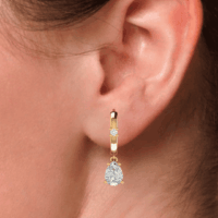 Virelle Teardrop Diamond Hoop Earrings - Thumbnail Image 8