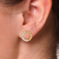 Veloura Twist Diamond Earrings - Thumbnail Image 8