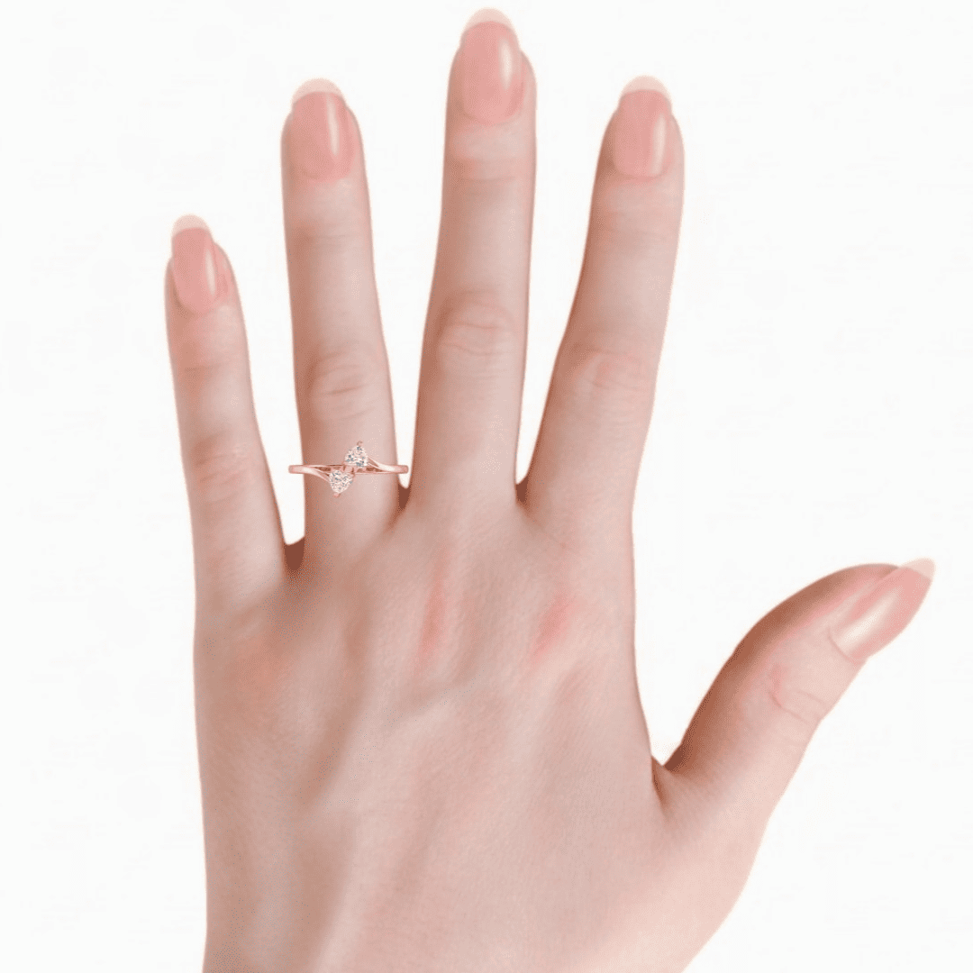 Seravelle Twin-Heart Diamond Ring - Image 11